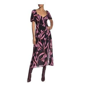 Lush Womens MED Black Floral Printed Short Sleeve Scoop Neck Casual Maxi‎ Dress